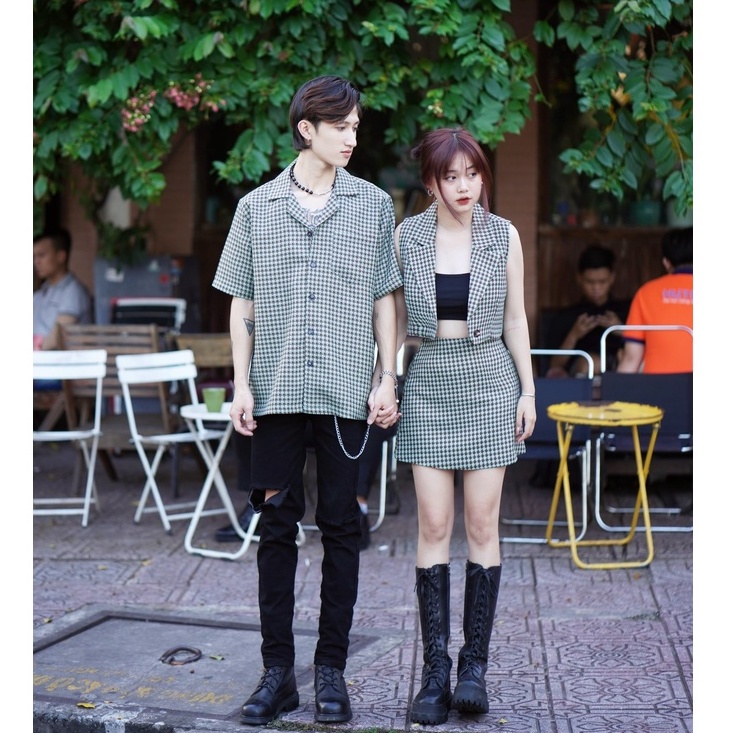 Đồ Đôi Nam Nữ - M o N Couple - Áo Sơ Mi Nam - Set Aó Blazer Croptop Nữ Kèm Chân Váy - SPECIAL DIAMOND MINT
