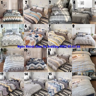 [RẺ VÔ ĐỊCH] Bộ chăn ga gối ga giường cotton living Hàn Quốc các mẫu kẻ với 92 mẫu (được chọn mẫu)