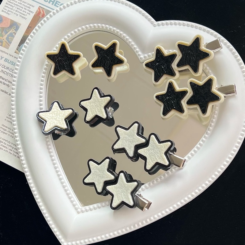 Kẹp Tóc Ngôi Sao Màu Trắng Đen Phong Cách Hàn Quốc Dễ Thương Cho Nữ