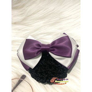 Kẹp tóc búi lưới handmade tím và trắng