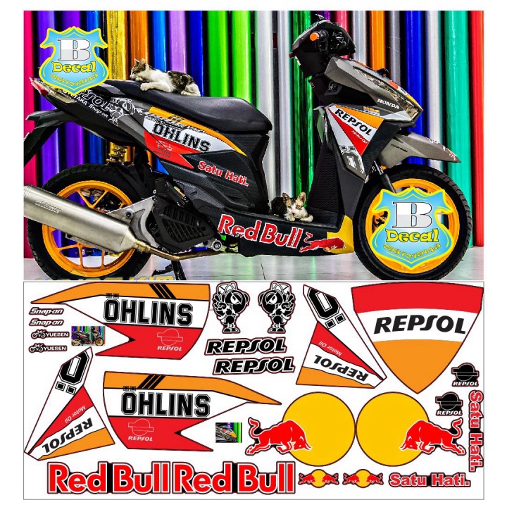 FREE SHIP + SALE SỐC +DECAL PVC 5 LỚP CHẤT LƯỢNG CAO Tem rời vario 2017 repsol đen