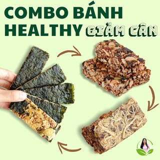 Combo bánh ăn kiêng ngon: Rong biển kẹp hạt, thanh gạo lức chà bông, thanh gạo lức rong biển