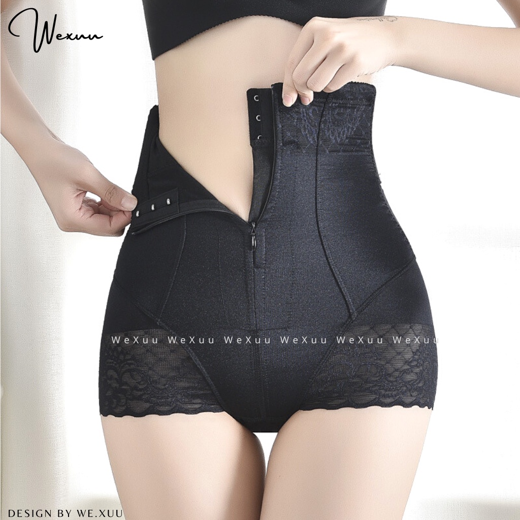 Quần gen bụng cạp cao định hình eo kéo khóa trước có nẹp chống cuộn WEXUU - GB25