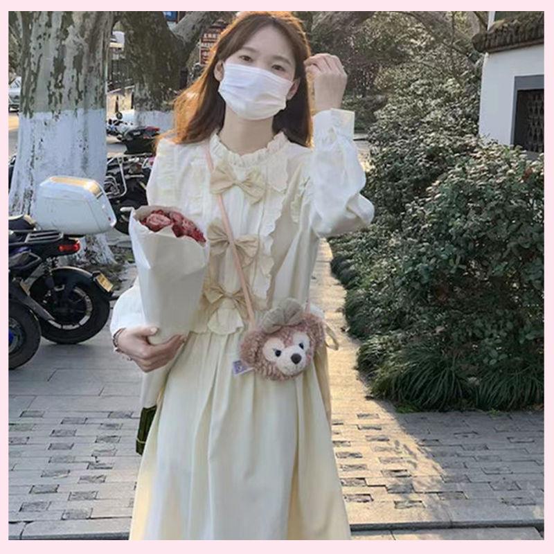 🎀váy babydoll Đầm Midi Tay Dài Ôm Dáng Phong Cách Hàn Quốc Thời Trang Thu Đông Hàng Mới Dành Cho Nữ