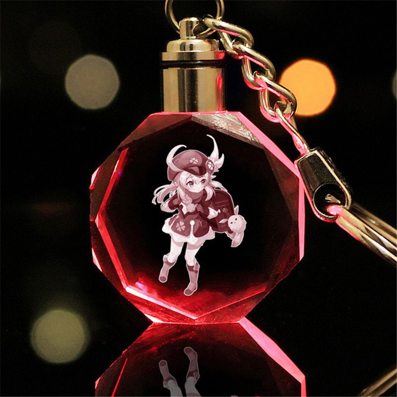 Móc Chìa Khóa Có Đèn Led Pha Lê Nhiều Màu 3cm