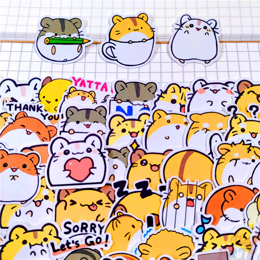 Set 60 Món Đồ Chơi Chất Lượng Cao ☆ Sticker Dán Trang Trí Nhật Ký Hình Chuột Hamster Đáng Yêu Q-3 ☆ Sticker Dán Trang Trí Album Thời Trang DIY Kích Thước 2~3cm