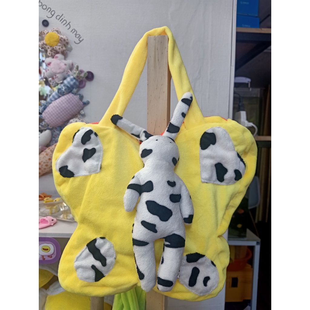 TÚI XÁCH NGƯỜI BƯỚM ĐÁNG YÊU 35 x 30 gấu bông đình may