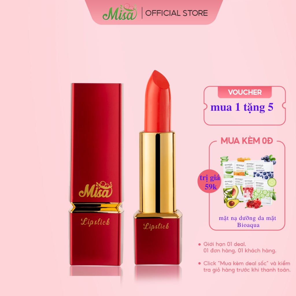 Son Lì Misa Lâu Trôi Chính Hãng, Son Thỏi Cao Cấp Dưỡng Môi Không Chì Quyến Rũ