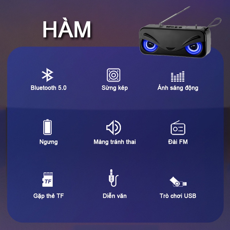 Loa bluetooth mini，loa mini không dây có đèn led âm thanh