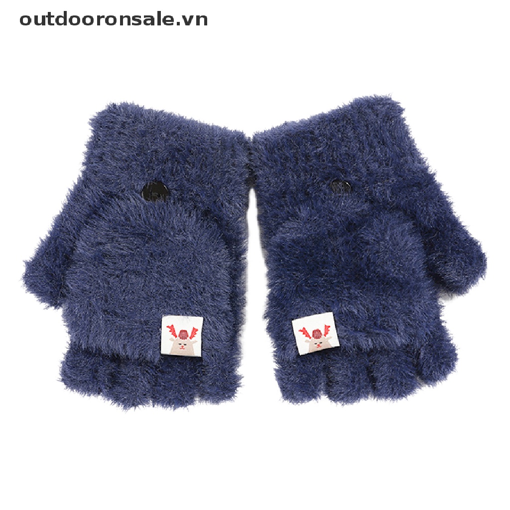 Găng Tay Hở Ngón Mùa Đông Dày Dặn Ấm Áp Mềm Mại Thoải Mái Phong Cách Hoạt Hình Dễ Thương Thoải Mái Cho Nữ