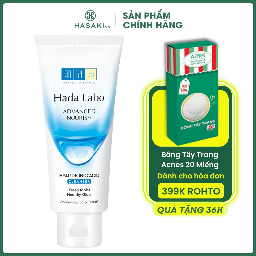 Kem Rửa Mặt Dưỡng Ẩm Cho Mọi Loại Da Hada Labo Advanced Nourish Cream Cleanser 80g dưỡng ẩm tối ưu - Hasaki