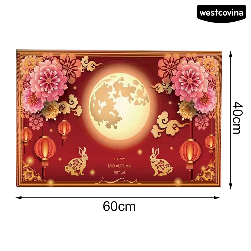 [Hot]☃Thảm Chùi Chân Chống Trượt Bằng Polyester Mềm Mại Họa Tiết Thỏ Phong Cách Trung Hoa