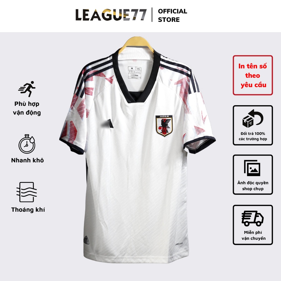 Bộ quần áo đội tuyển nhật leaguestore sân khách 22/23 - áo đá bóng màu trắng vải thái dệt mịn form âu