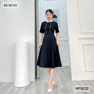 Đầm cổ phối ngực đính nút BEMINE MT6132