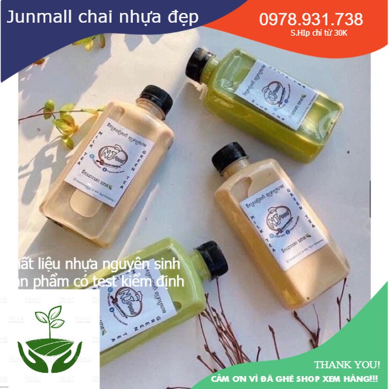 Combo 50 chai dẹp vuông 500ml, chai đựng trà sữa