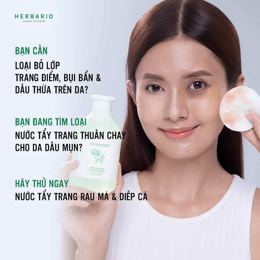 Combo 2 chai Nước tẩy trang Rau Má & Diếp Cá Herbario 300ml