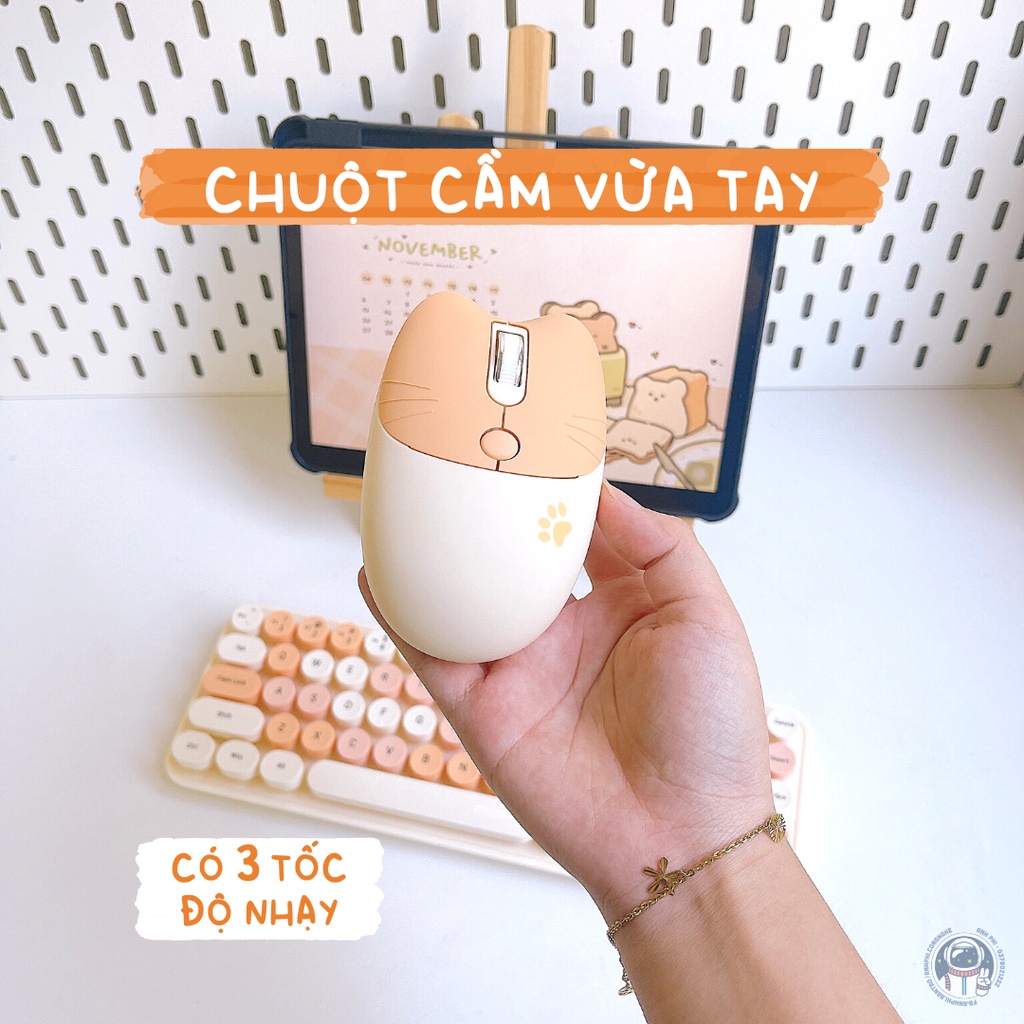 Bộ Bàn Phím Chuột Tròn Giả Cơ Không Dây Candy Mofii Mini 3 Dễ Thương Tặng Kèm Stickers