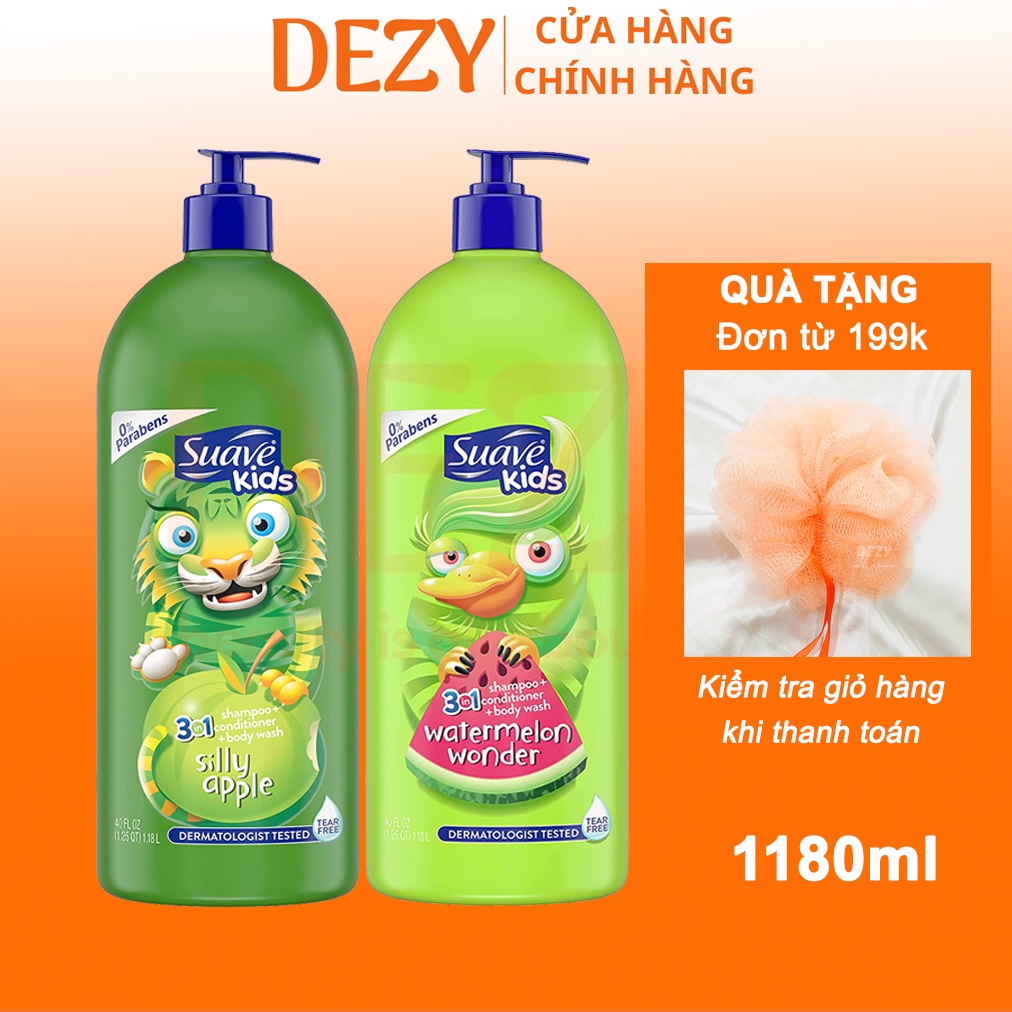 Dầu Gội Suave Kids 3 in 1 Mỹ Nhập Khẩu Sữa Tắm Gội Xả Cho Bé - Chăm Sóc Tóc Sạch Khoẻ Cho Trẻ Em Vitamin E Dưỡng Ẩm Dezy