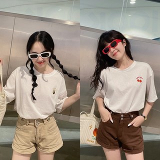 áo thun thêu nổi hoạ tiết cute , quần đùi jean diepnganclothin