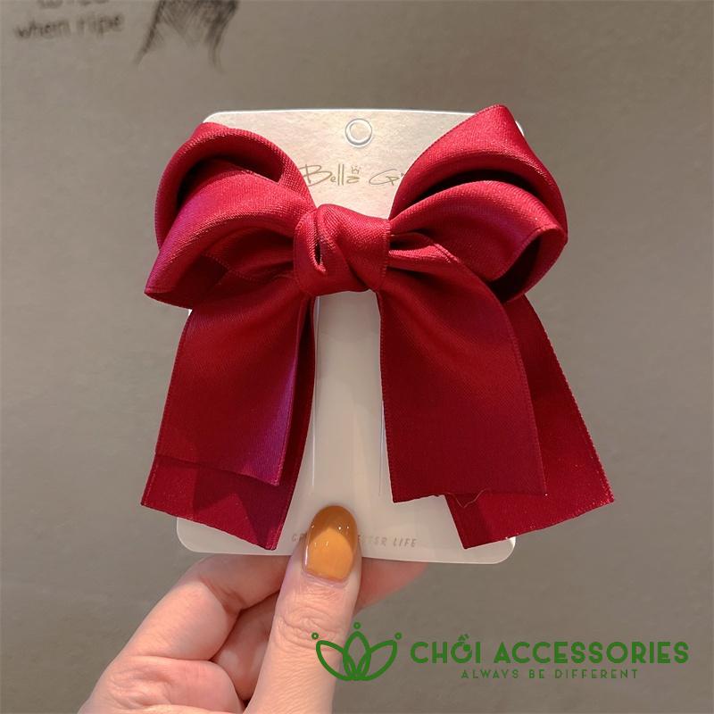 Cặp tóc nơ lụa ruy băng cặp tóc nữ tính rủ dài nhiều màu kiểu Hàn Quốc - Y102