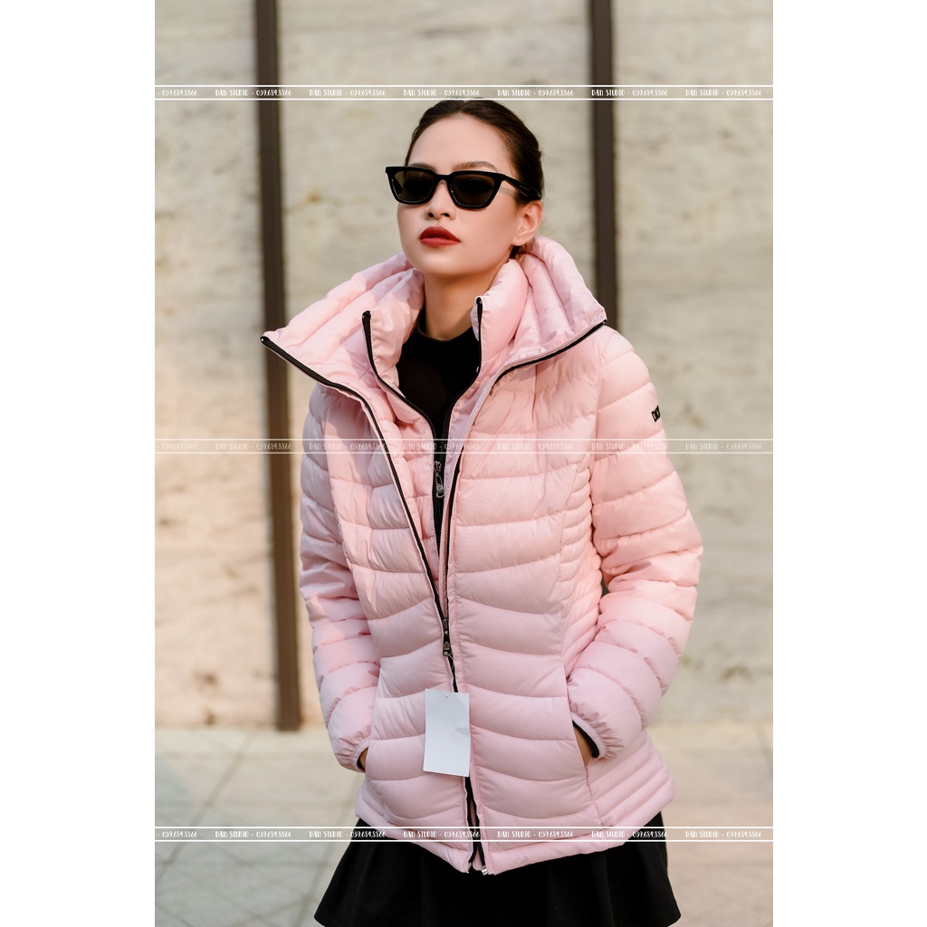 Áo khoác nữ DKNY màu hồng, dáng dài, hàng xuất dư chuẩn chính hãng, siêu nhẹ, thời trang