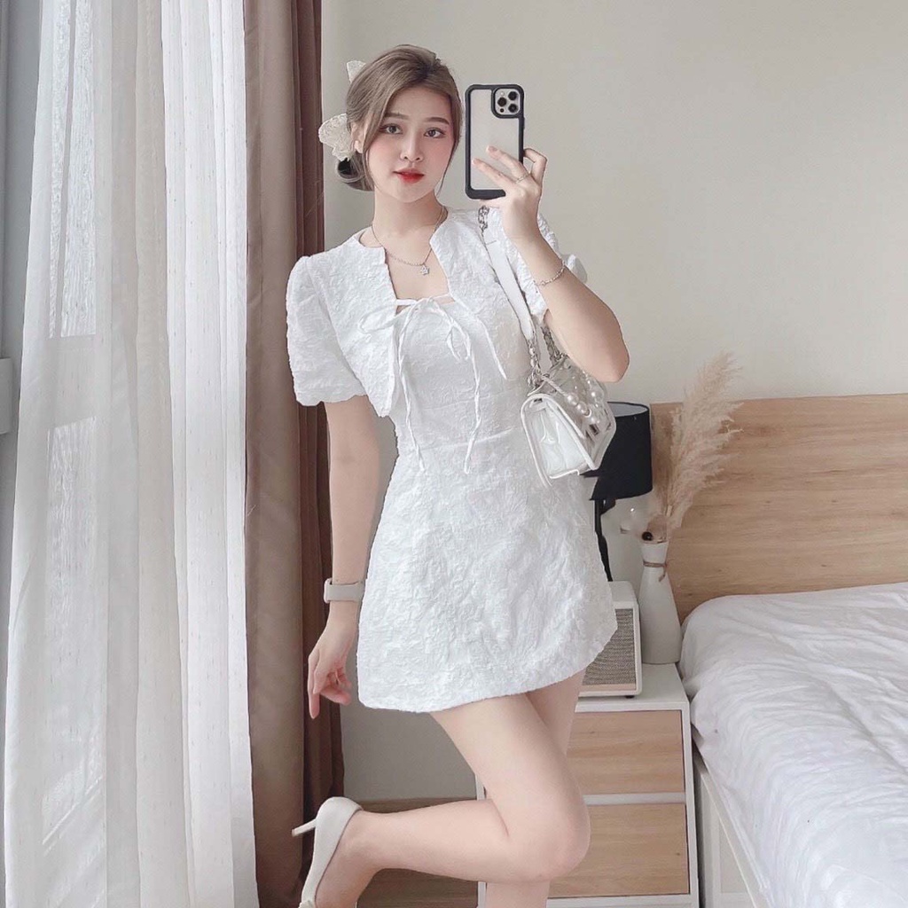 Sét váy gấm xốp kèm khoắc có mút có lót L1