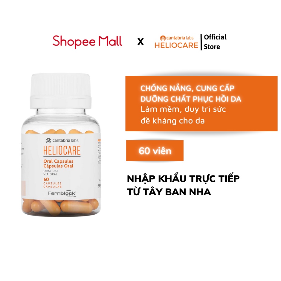 Viên uống chống nắng Heliocare Capsulas Oral 60'S ngăn ngừa lão hoá