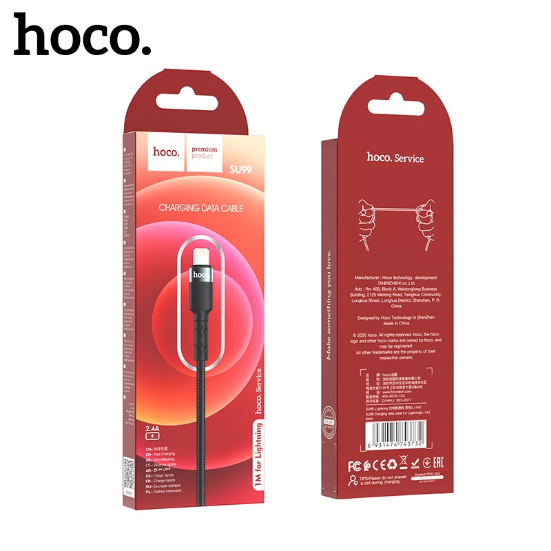 Dây sạc nhanh Hoco SU99 siêu bền cáp truyền tải dữ liệu dài 1m, 2m cho các đời Smartphone