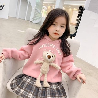 Áo hoodie bé gái áo nỉ có mũ cho bé gái khoảng 10 tuổi từ 9 tới 37Kg