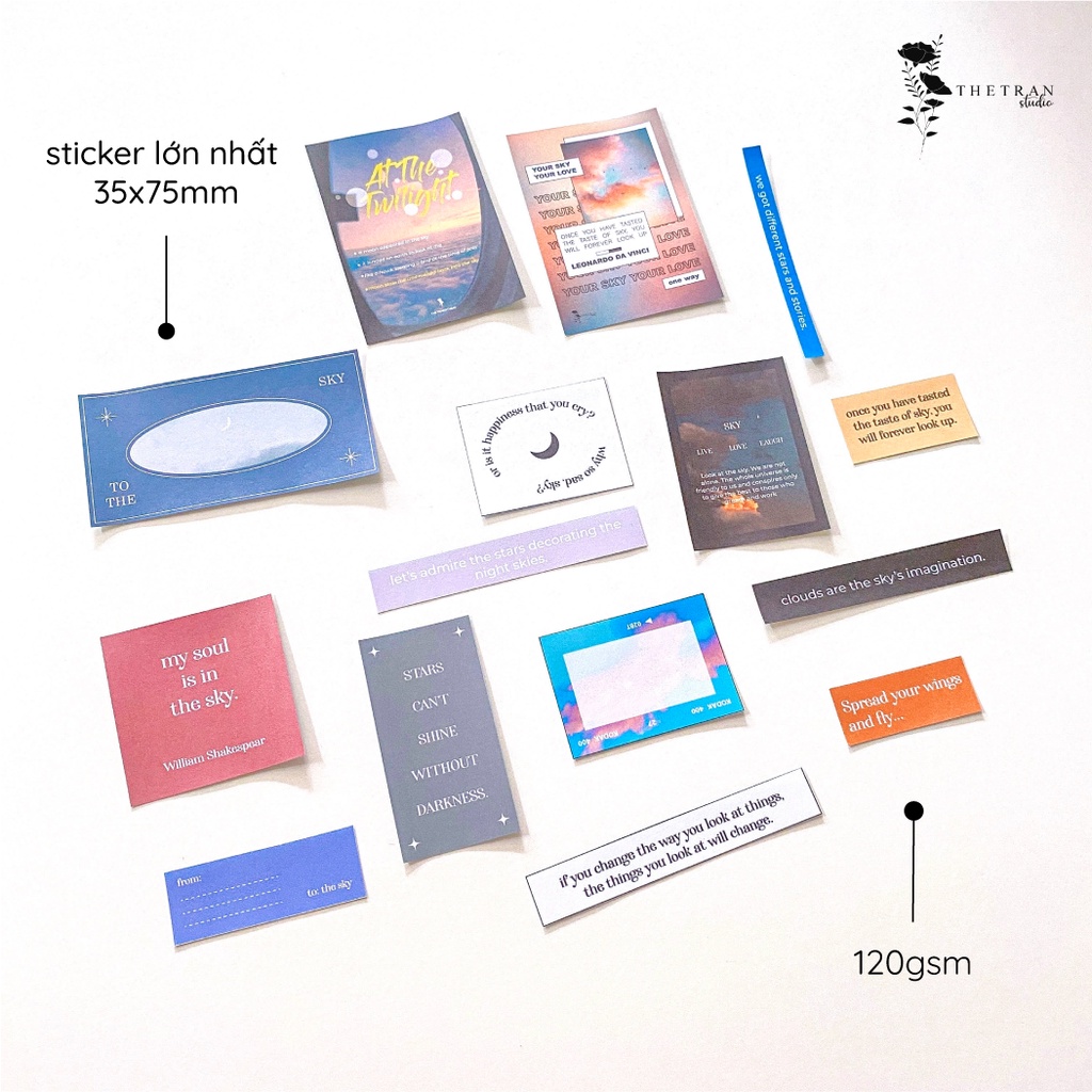 Bộ 25 postcard poster ảnh sticker nghệ thuật A6 decor phòng dán tường sổ tay/ sky deco kit / thetranstudio