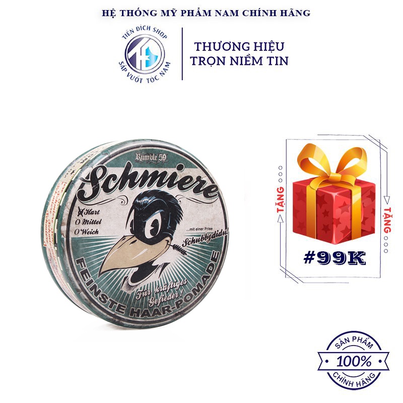 - Pomade vuốt tóc Schmiere Hart - Pomade gốc dầu 140ml | Đức