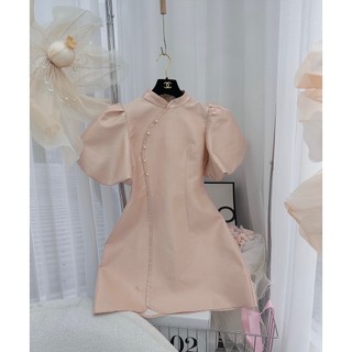 ĐẦM CỔ TÀU PHỐI NÚT TAY PHỒNG