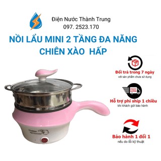 Nồi lẩu mini 2 tầng đa năng chiên xào lẩu kèm hấp tiện lợi