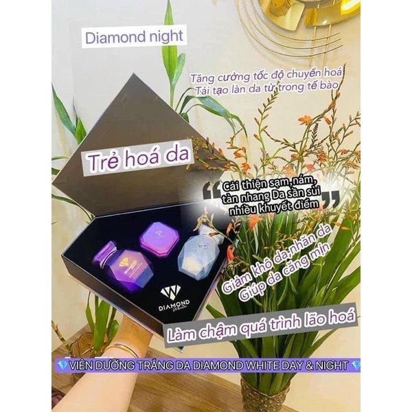 [Diamond White 2022 Mới] Viên Uống Trắng Da Diamond White Day & Night Dưỡng Trắng Da Ngày Và Đêm Ngă