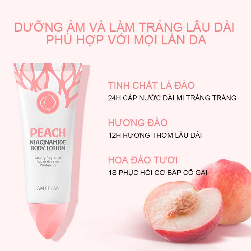 Sữa Dưỡng Thể Giảm Thâm Nách GMEELAN Đào Niacinamide Lotion 150g+100g Xà Phòng, Underarm Whitening Cream