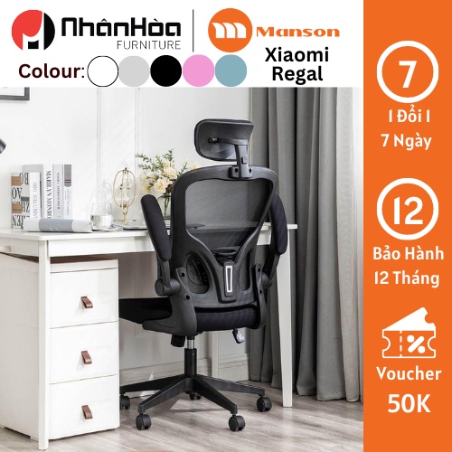 Ghế Văn Phòng Công Thái Học Xiaomi Manson Regal - Ergonomic Tay Gập Linh Hoạt, Tựa Đầu Giảm Đau Vai Gáy