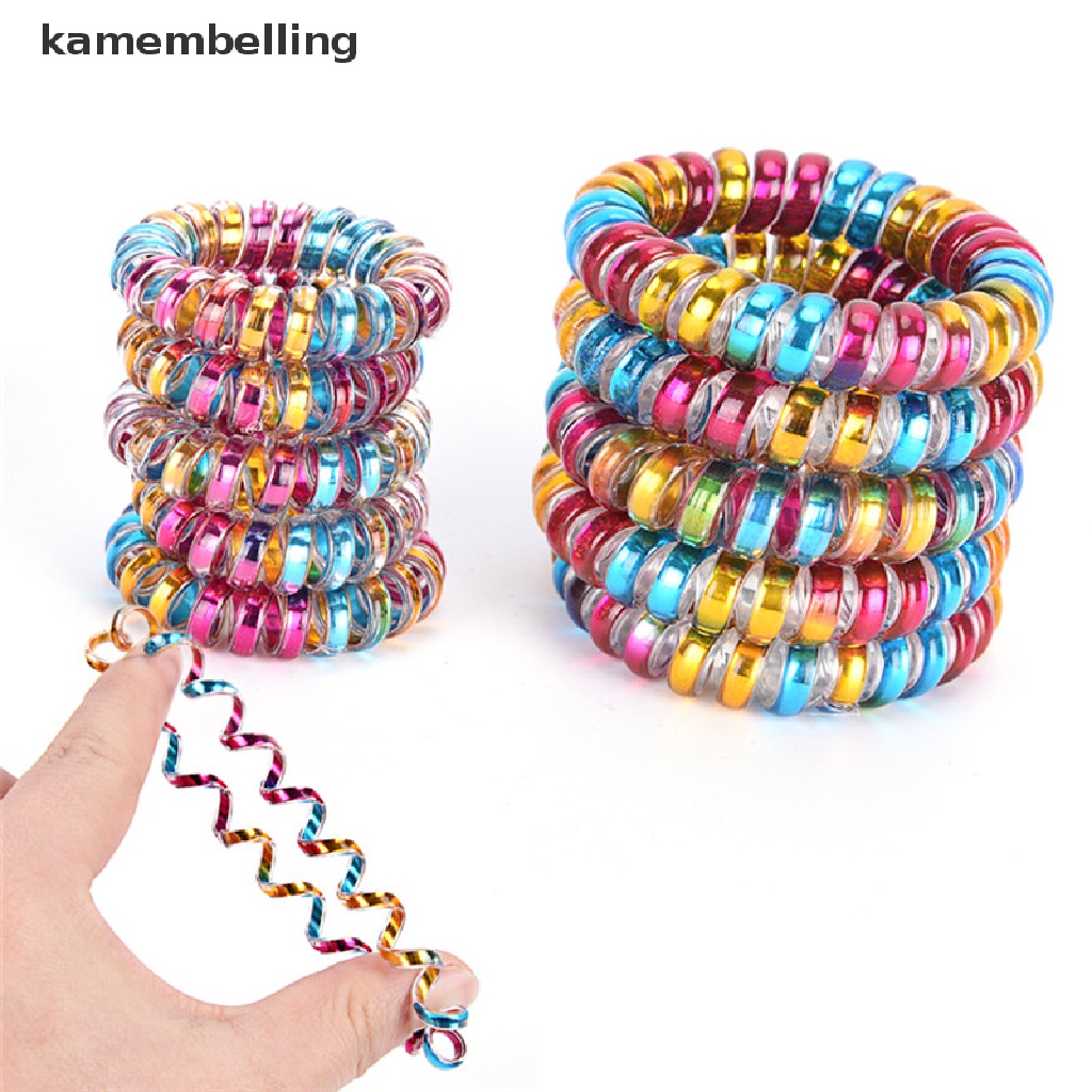Kamembelling Set 5 Dây Cột Tóc Dạng Xoắn Lò Xo Xinh Xắn