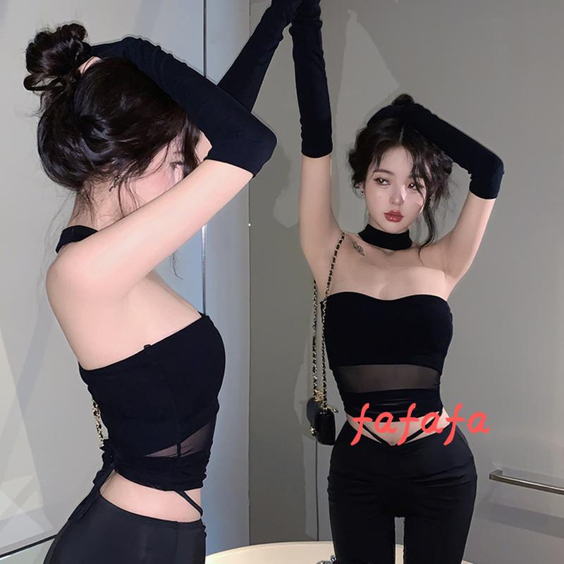 Set Áo Lưới Không Tay + Áo Sơ Mi Dài Tay Màu Sắc Đơn Giản Thanh Lịch Dành Cho Nữ