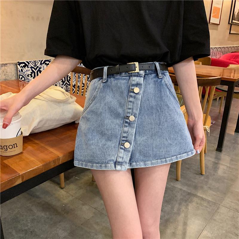 Jiashucheng Quần Short Denim Chữ a Lưng Cao Ống Rộng Phong Cách Hàn Quốc Thời Trang Xuân Hè Hàng Mới Dành Cho Bạn Nữ