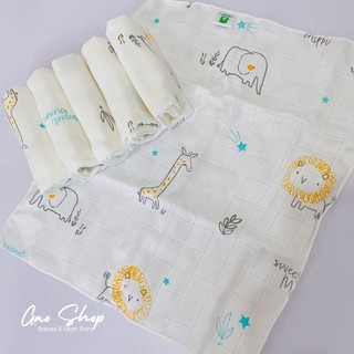 Khăn sữa Mipbi 3 lớp sợi tre set 6 chiếc