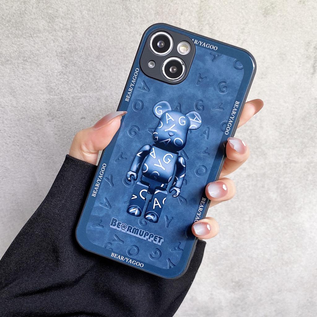 Ốp Điện Thoại Kính Cường Lực In Hình Gấu kaws Cho iPhone 14promax 14 13promax 12 11 X XS XSMAX