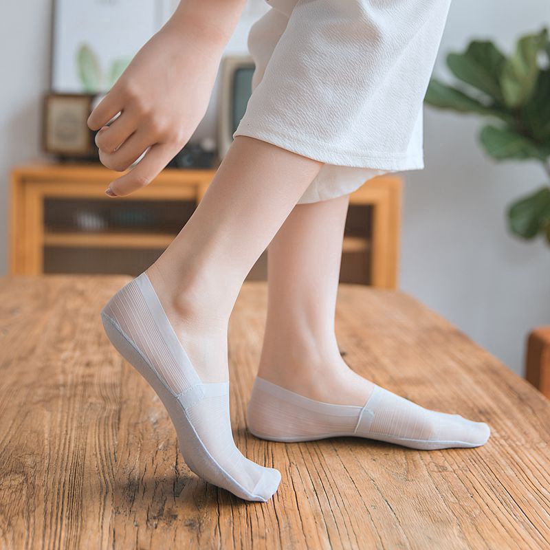 Đôi Vớ Thuyền Phối Ren Siêu Mỏng Thoáng Khí / Miệng Nông Sâu Thời Trang Mùa Hè Chống Trượt JP5