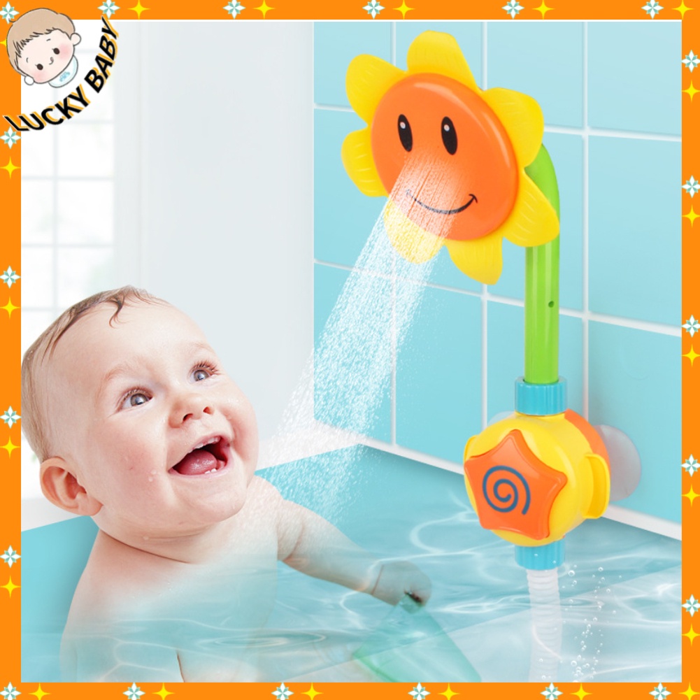 LUCKYBABY Đầu tắm hướng dương cho bé Phim hoạt hình Hình thức dễ thương Hướng dẫn sử dụng trẻ mới biết đi vòi hoa sen gia đình