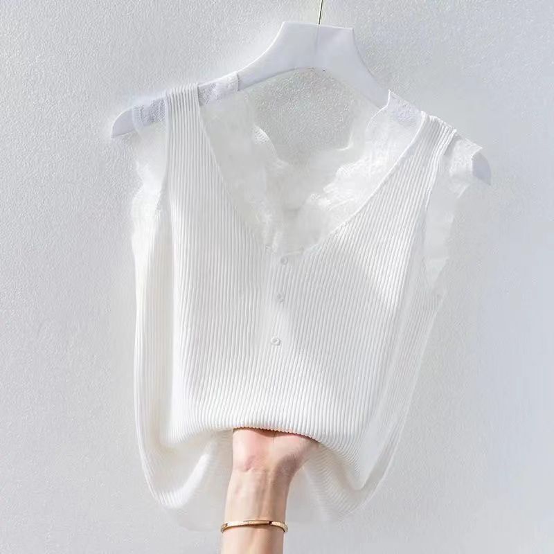 Áo Sweater Dệt Kim Không Tay Dáng Rộng Thời Trang Xuân Hè Cho Nữ
