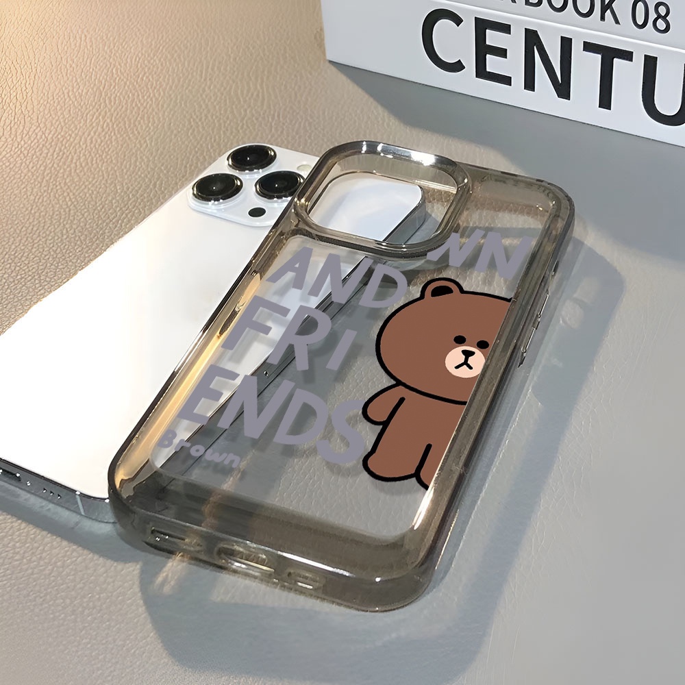 Ốp Điện Thoại Trong Suốt Hình Gấu Nâu Cho iphone 14ProMax 13 11 12 7Plus X XR XS Max 8 7