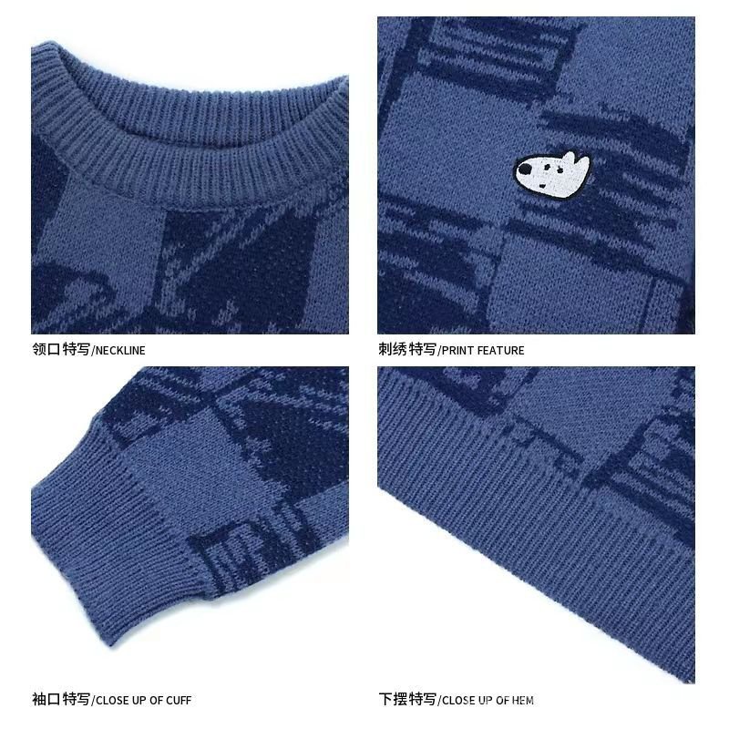 Áo Sweater Dệt Kim Dáng Rộng Thêu Họa Tiết Hoạt Hình Phong Cách Nhật Bản Thời Trang Thu Đông Cho Cặp Đôi