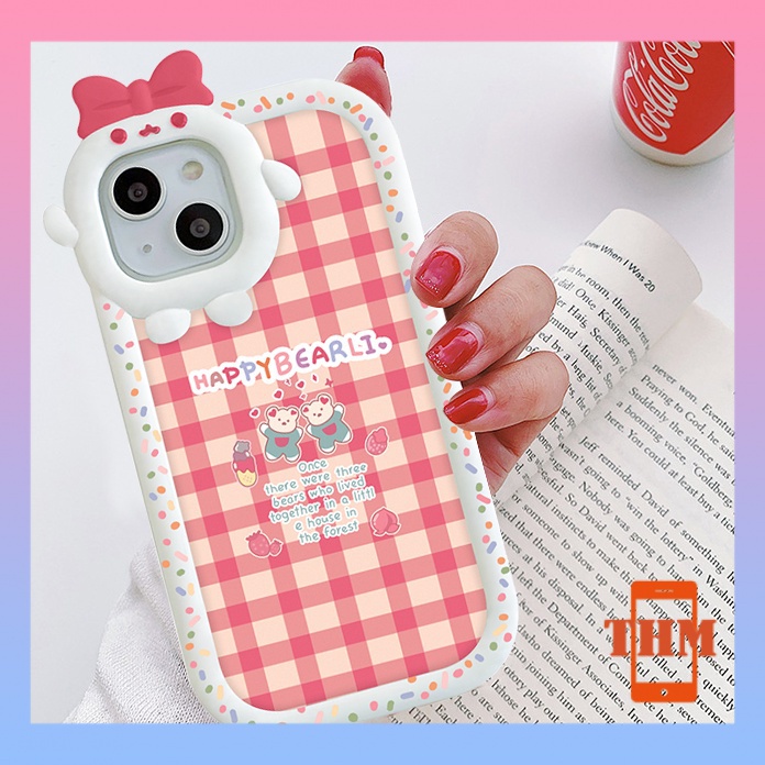 Ốp Điện Thoại Thỏ trắng và gấu Thiếu nữ nơ camera hình vuông Cho Iphone 6 / 6S / 6splus / se / 7 / 7plus / 8 / 8plus / X / xs / xsmax / 11 / 12 / 13 / 14 / Plus / pro / pro max-5047