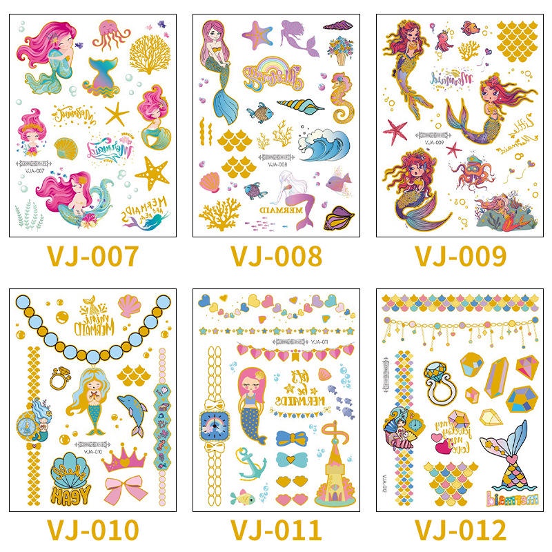 Hình Xăm Dán Tạm Thời Hình Nàng Tiên Cá Lấp Lánh Chống Thấm Nước