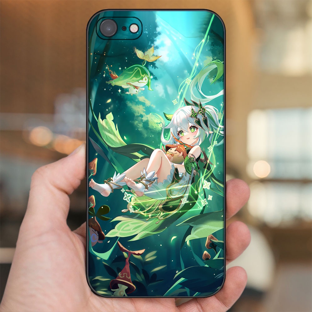 Ốp lưng iPhone 7, 8 dẻo đen cạnh vuông in hình Nahida Genshin Impact