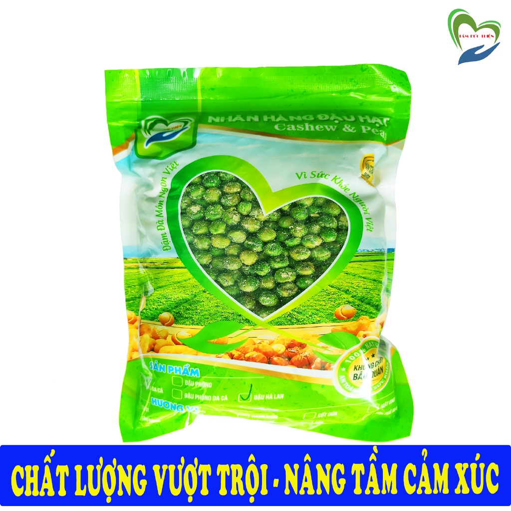 Combo 1KG: Đậu Hà Lan Rang Tỏi Ớt và Đậu Hà Lan Rang Muối Tâm Đức Thiện 2 x Túi 500GR